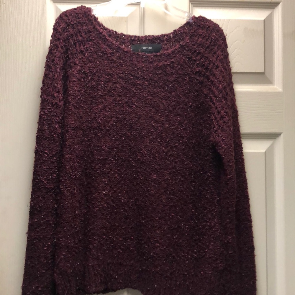 Maroon Fuzzy Knit Sweater